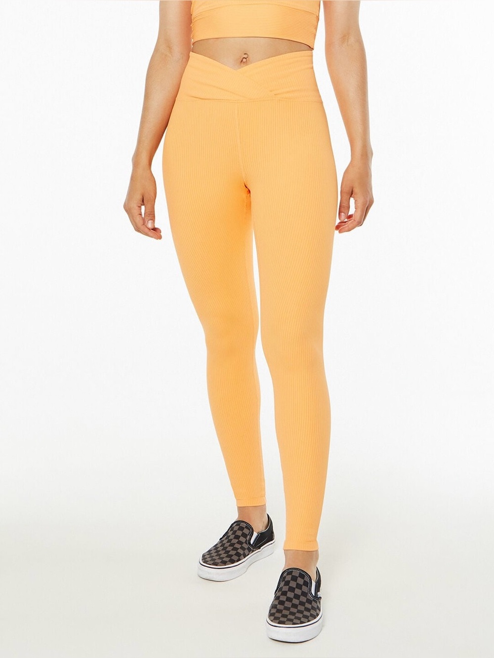 Year Of Ours Ribbed Veronica Leggings Orange V Waist Women’s Large NWT Yoga